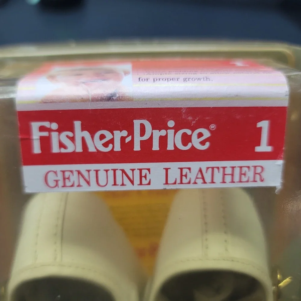 Vintage Fisher-Price Doll / Baby Deer T-Strap Shoes Unisex Size 1 White Leather